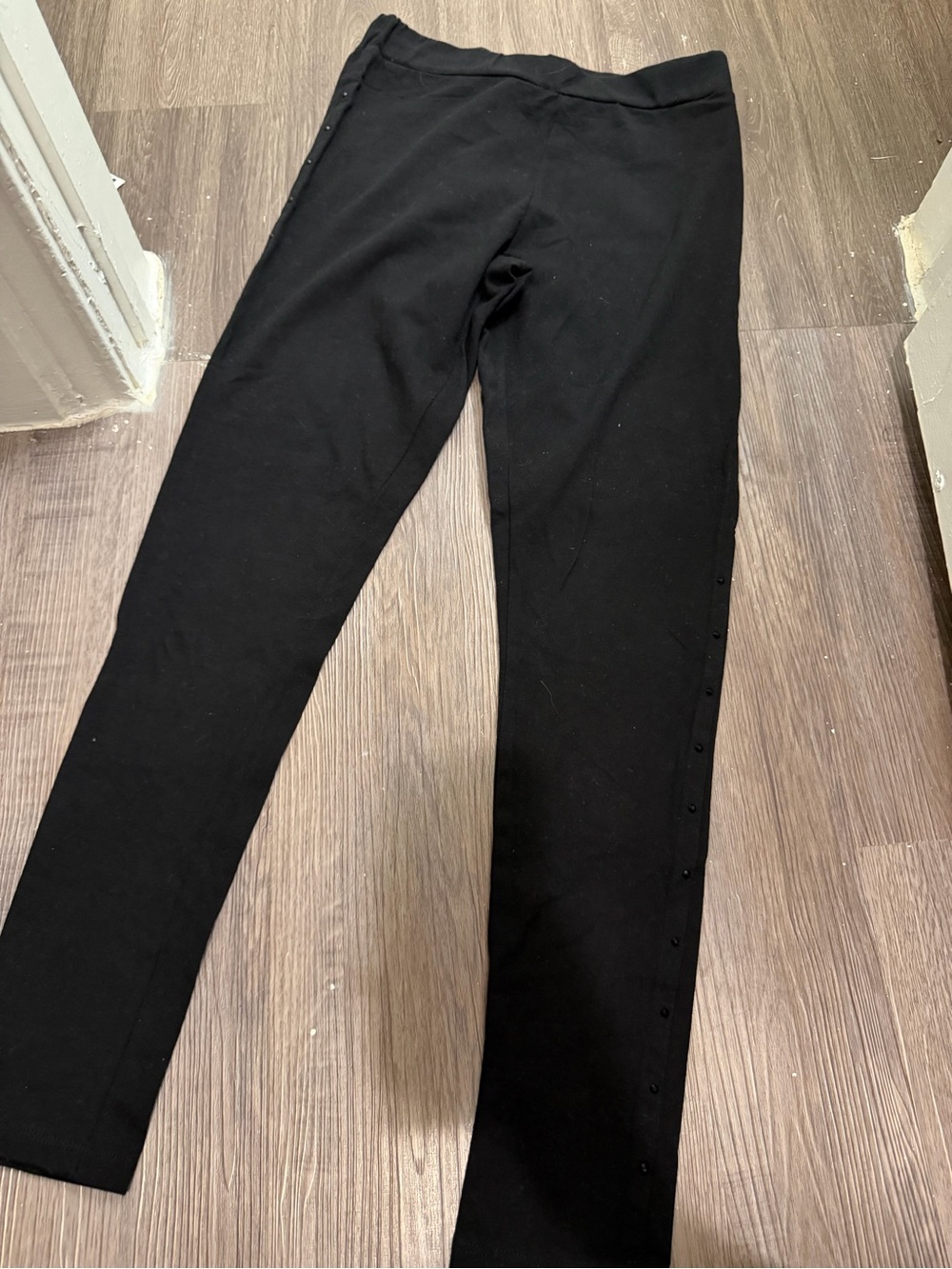 Black Side Button Leggings- small